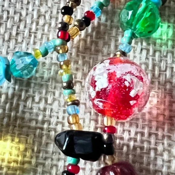 Muti Semi precious stones and Glass 3 Strands .925 Findings - Picture 8 of 11